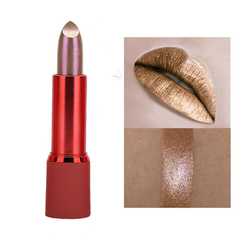 Glitter Lipstick Vanntett Metallic Lip Gloss Vanntett Pearl Lip Gloss for kvinner Kosmetisk leppestift