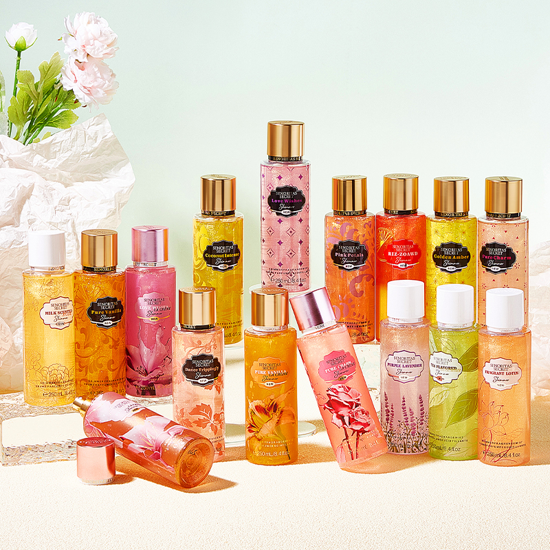 250ml Body Spray Parfymert Glitter Shimmer Spray Floral Duft Fin Mist Body Splash Mist for kvinner